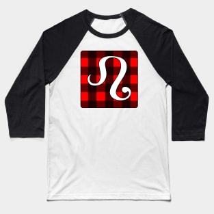 Leo Zodiac Horoscope Buffalo Plaid Square Monogram Baseball T-Shirt